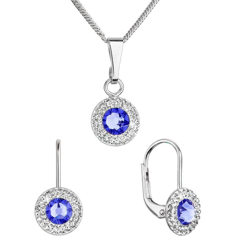 Sada šperků s krystaly Swarovski náušnice a přívěsek modré