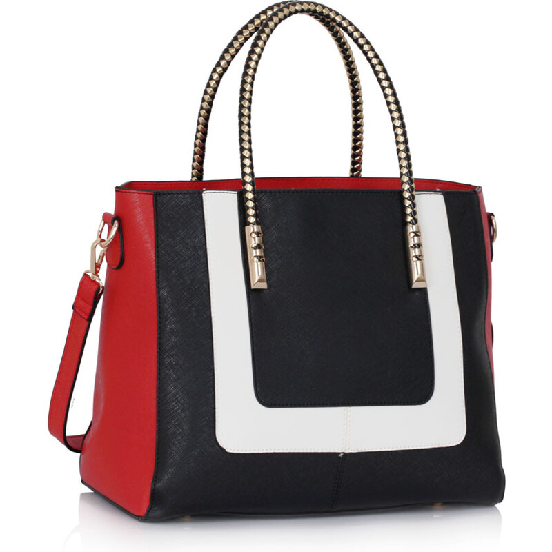LS fashion Dámská kabelka LS00318 černo-červeno-bílá