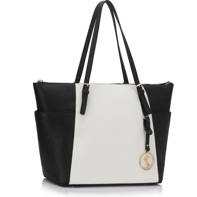 LS fashion LS dámská kabelka velká na rameno LS00350 černo-bílá