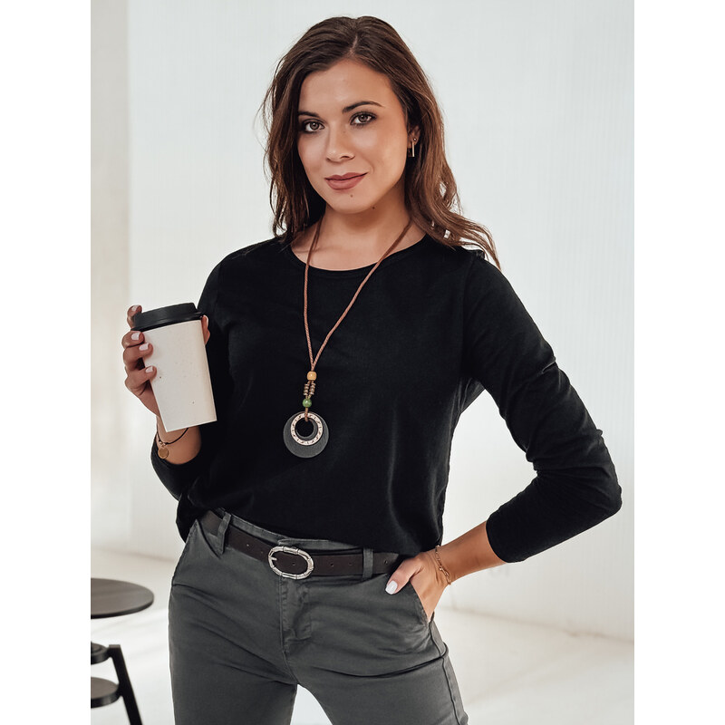 BASIC Dámská černá halenka s přívěskem MINIMODA RY2678