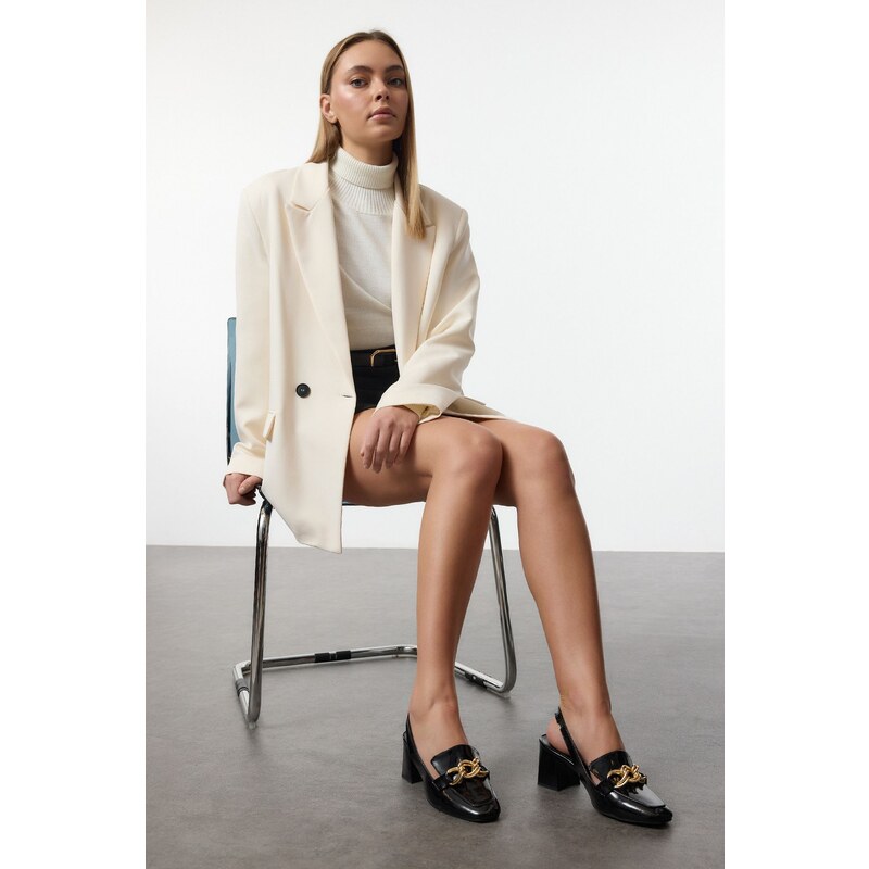 Trendyol Black Chain Detailed Womens Classic Block Heel Shoes