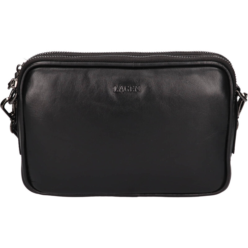 Dámská kožená crossbody kabelka Lagen Bruna - černá