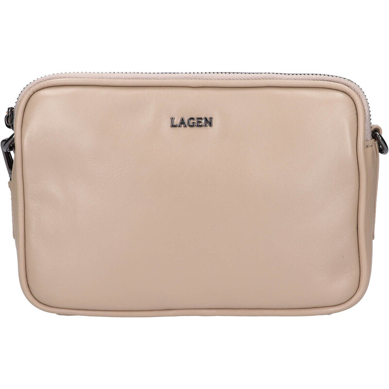 Dámská kožená crossbody kabelka Lagen Bruna - béžová 102253012