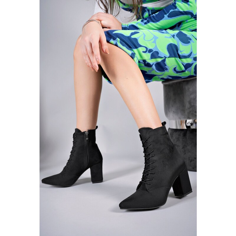Riccon Lilethnora Womens Heel Boots Black Suede 101797884