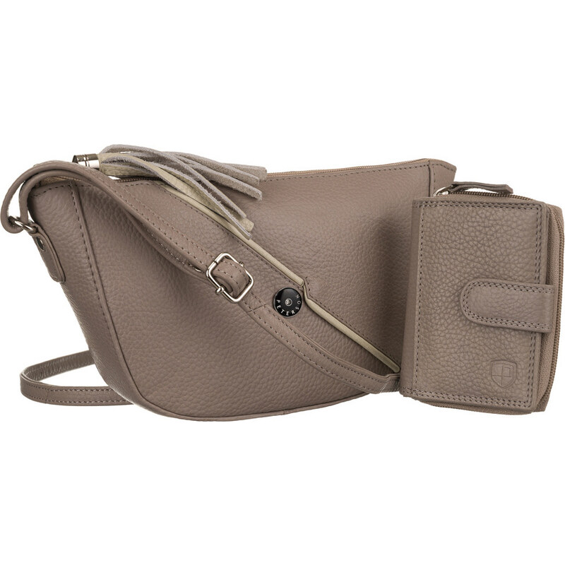 Peterson Béžová kožená crossbody kabelka s peněženkou