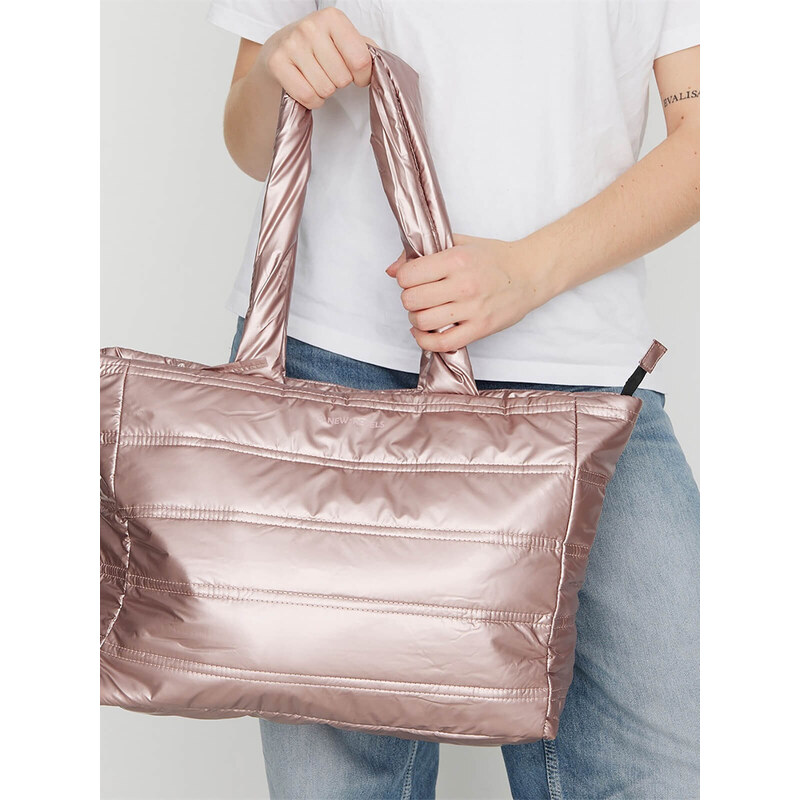 Lesklá shopper dámská kabelka New Rebels Melani - růžová 115018211