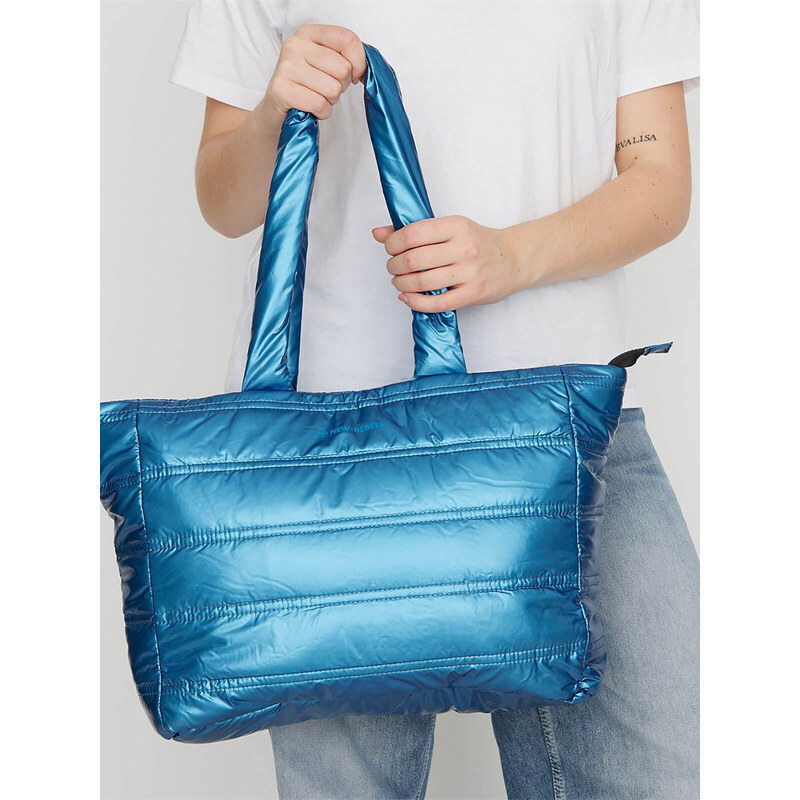 Lesklá shopper dámská kabelka New Rebels Melani - modrá 115018212