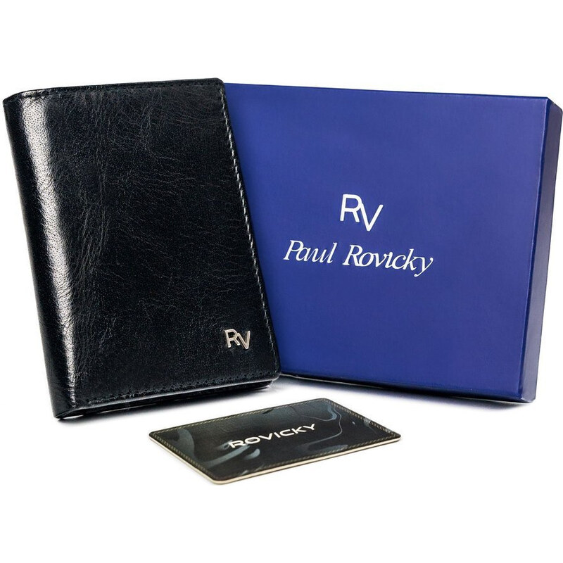 Rovicky Černá pánská kožená peněženka L169 RV-7680056-9-8688 BL