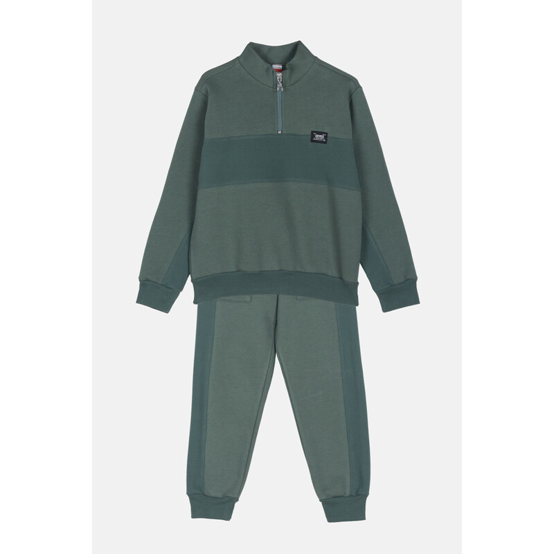 JOYCE Chlapecká tepláková souprava HALF-ZIP COLLAR/Hnědá, modrá,