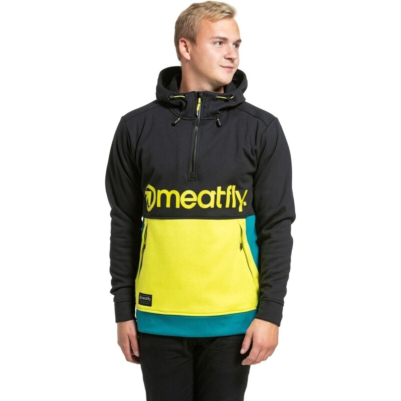 Meatfly pánská technická mikina Tason Lime / Black | Černá