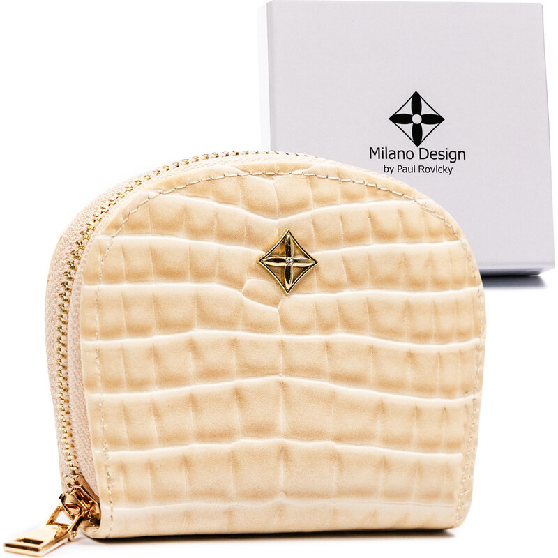 BASIC Milano Design Béžová malá peněženka na zip T026