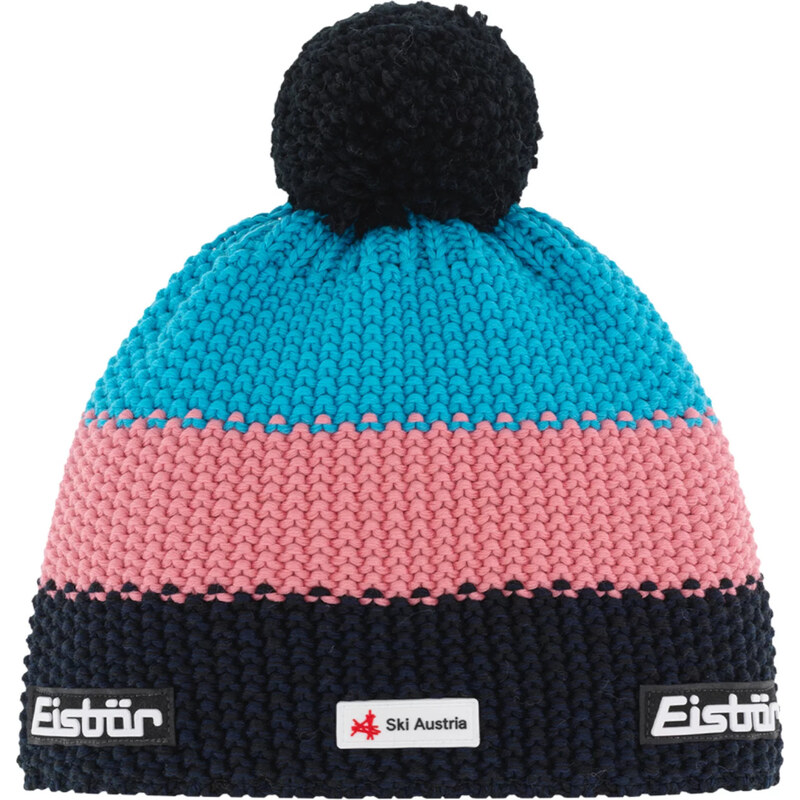Černo-růžovo-modrá dámská čepice Eisbar Star Pompon MU SKA