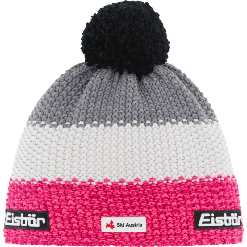 Bílo-růžovo-šedá dámská čepice Eisbar Star Pompon MU SKA E33140