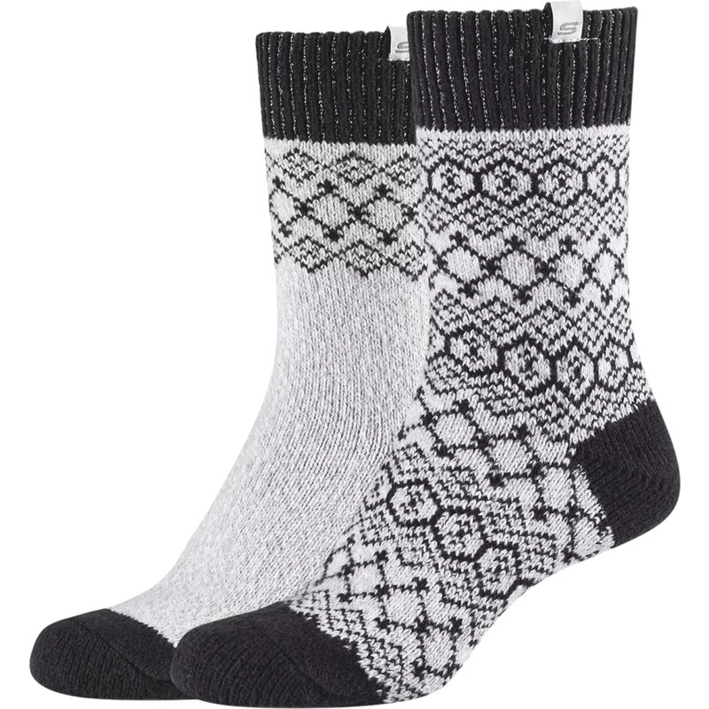 Bílo-černé vzorované ponožky Skechers Casual Cozy Jacquard 2PPK