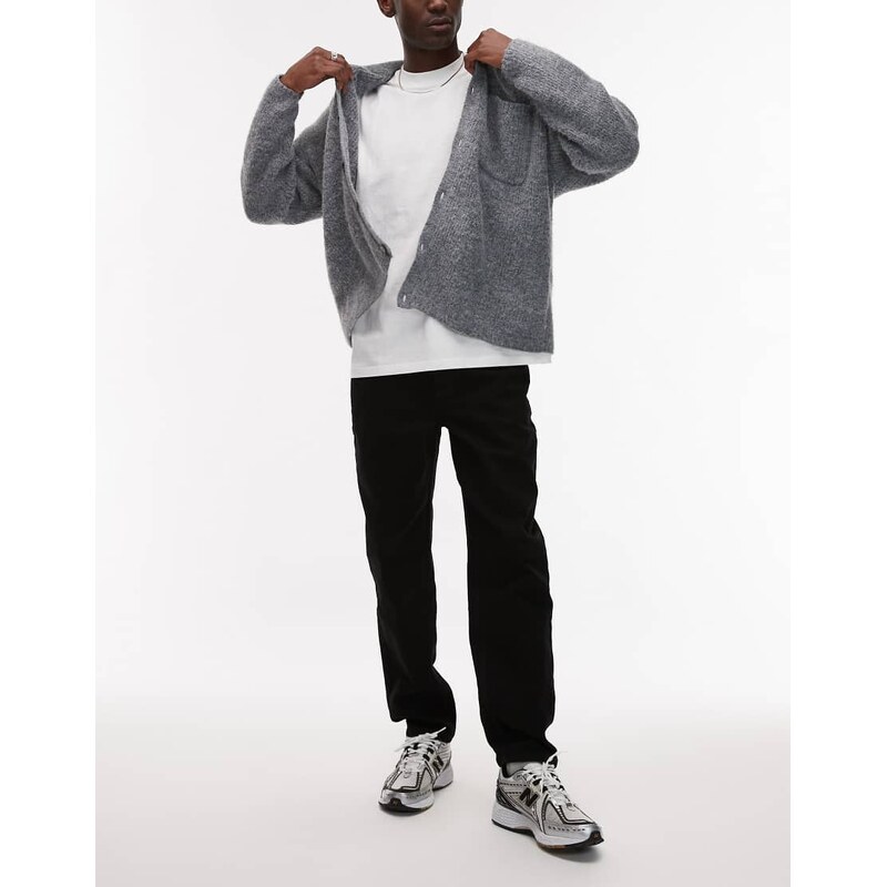 Topman stretch taper jeans in black