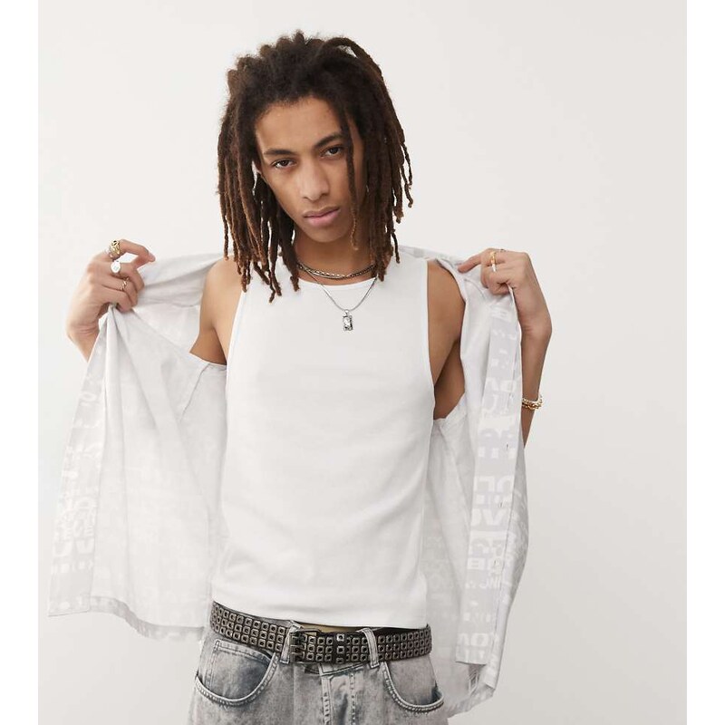 COLLUSION ribbed vest in white