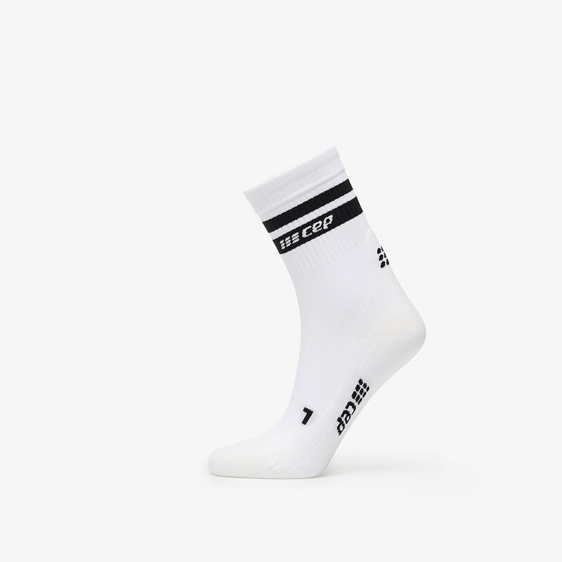 Ponožky CEP 80s Mid Cut Compression Socks White/ Black S 101903621