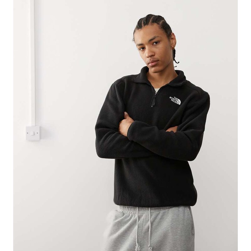 The North Face Shispare 1/4 zip logo fleece in black exclusive