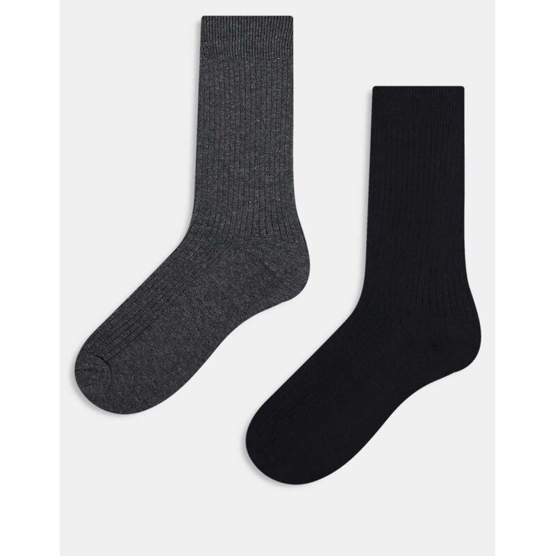 Jack & Jones premium 2 pack sock in dark grey and black