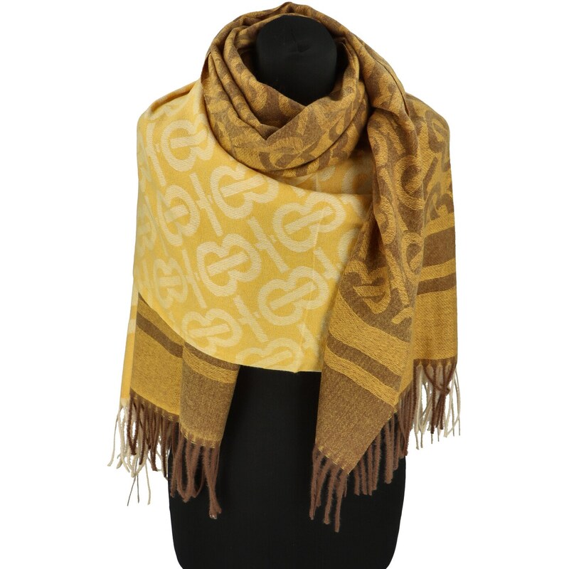 CASHMERE Moderní dámská šála se vzorem Donika, žlutá 101907023