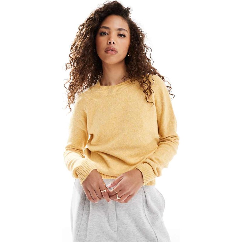 Vero Moda round neck knitted jumper in yellow
