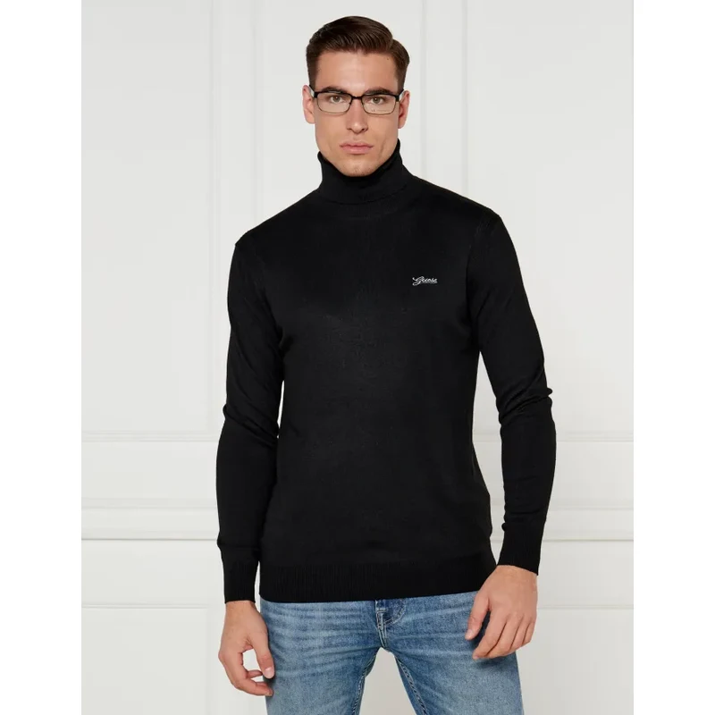 GUESS Rolák EBENEZER | Slim Fit |s příměsí hedvábí