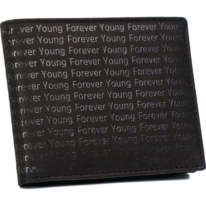 BASIC Forever Young Černá kožená peněženka zdobená ražbou s