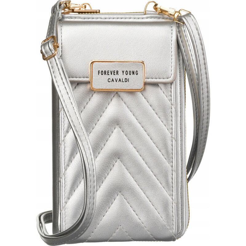 BASIC 4U Cavaldi Stříbrná prošívaná crossbody peněženka M677 92018153