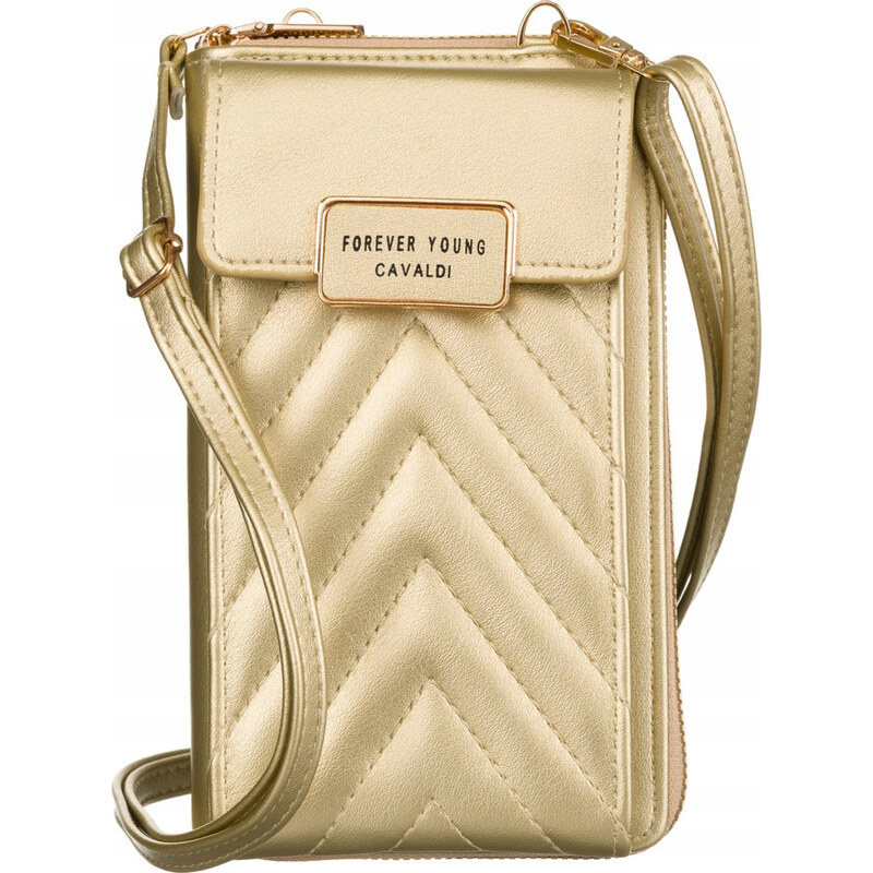 BASIC 4U Cavaldi Zlatá prošívaná crossbody peněženka M674 92018156
