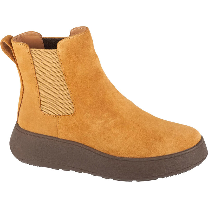 Světle hnědé dámské kožené chelsea boty FitFlop F-Mode Hnědá
