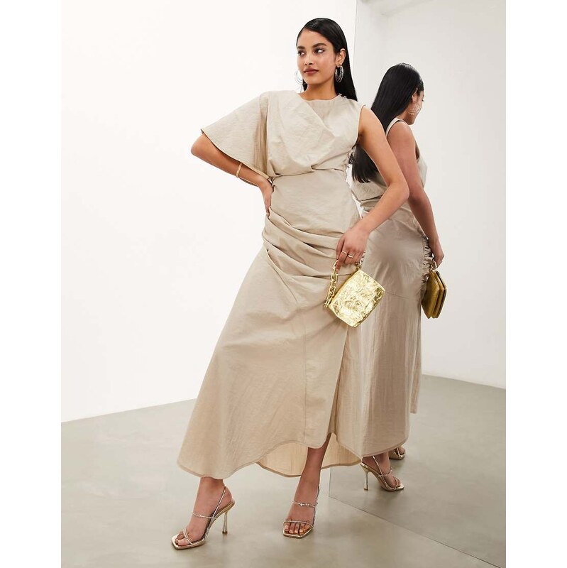 ASOS EDITION washed one shoulder midaxi dress with ruched detail in 101919815