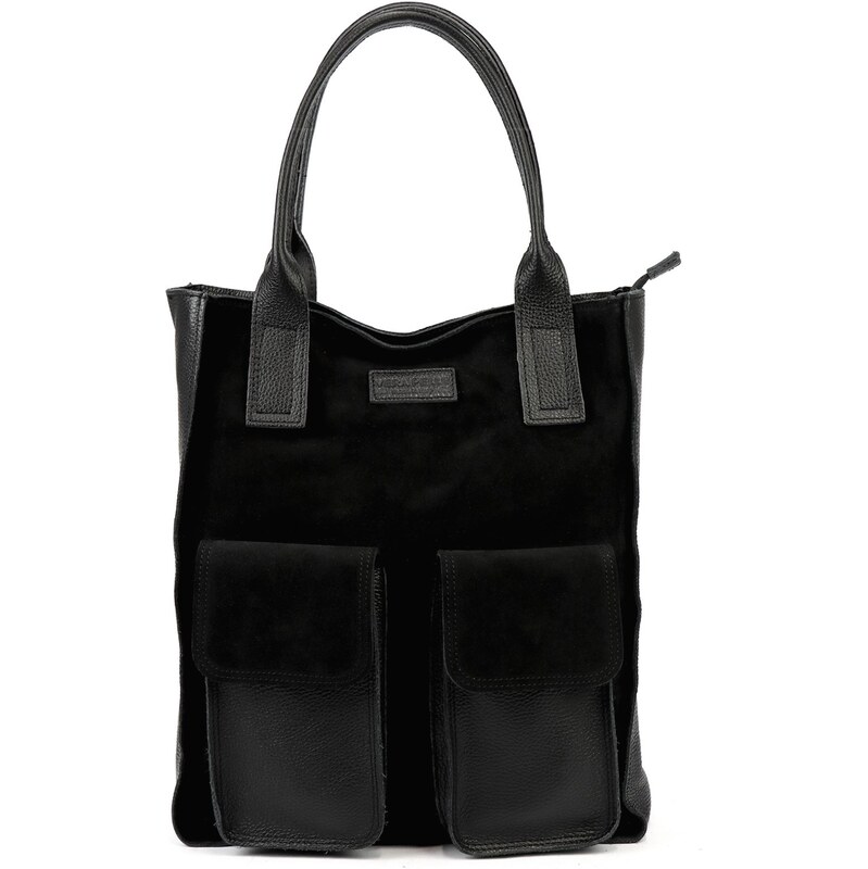 Kožená shopper bag kabelka Angelo 01-001-2 černá