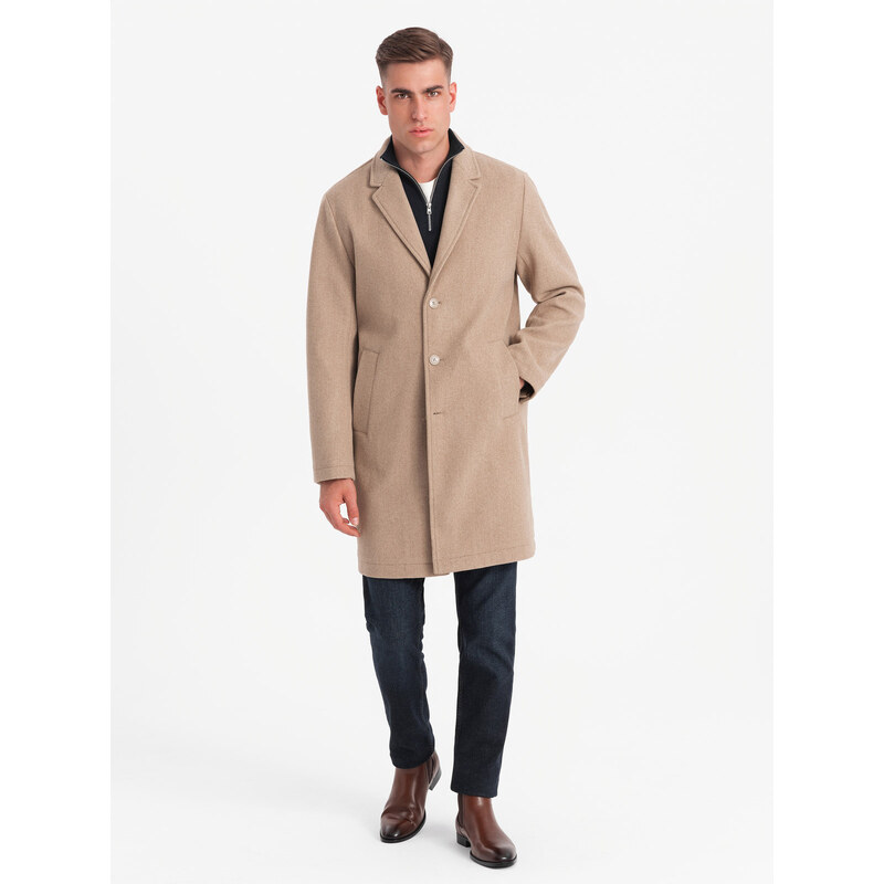 Ombre Mens lightweight single-breasted coat - beige