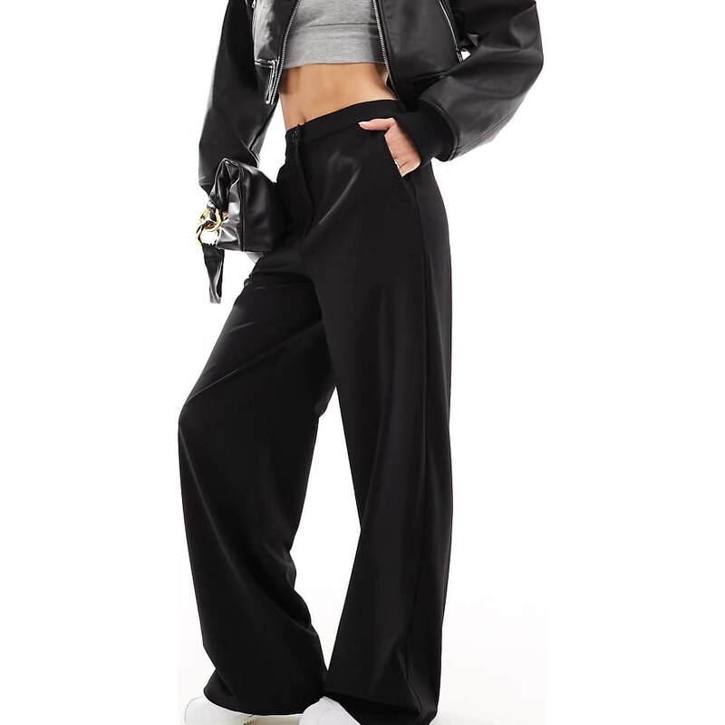 ASOS DESIGN Tall tailored relaxed straight leg trousers in black