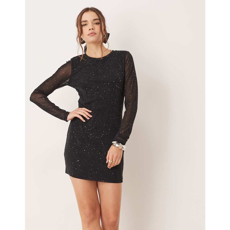 JDY all over glitter mini dress in black 101949020