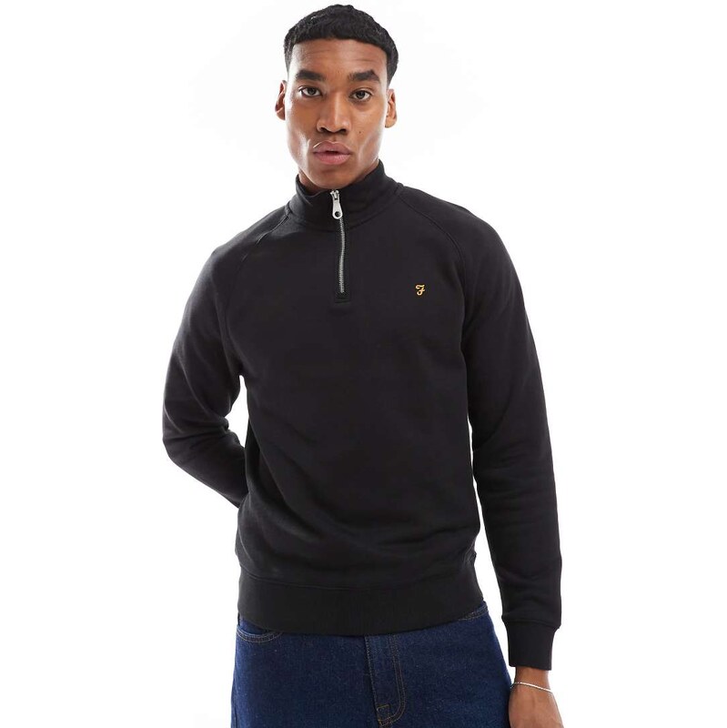 Farah jim 1/4 zip sweatshirt in black