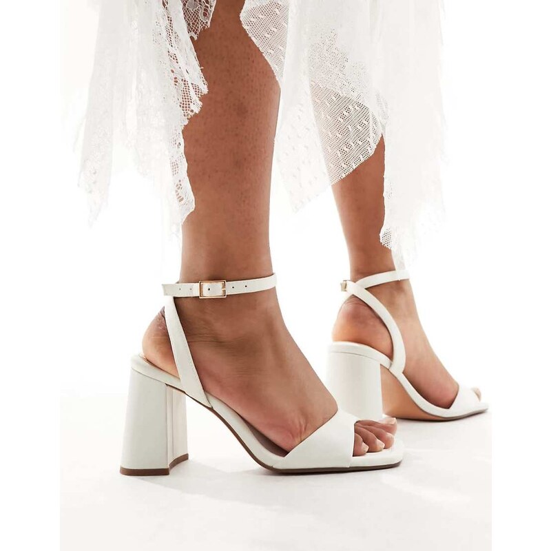 ASOS DESIGN Hotel barely there block heeled sandals in ivory