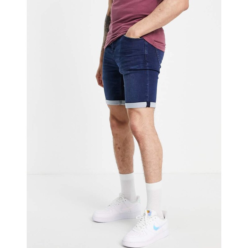 Only & Sons denim shorts in dark blue