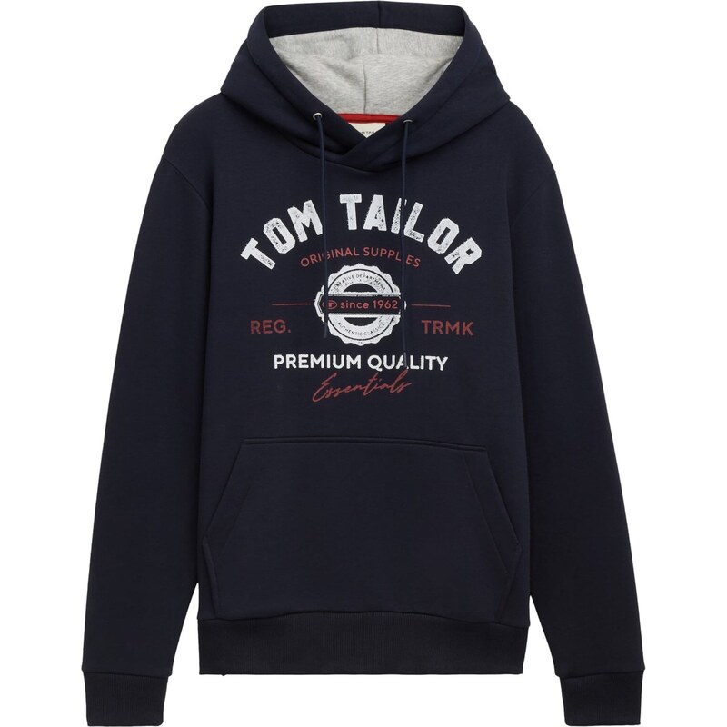 TOM TAILOR Mikina marine modrá / tmavě červená / bílá