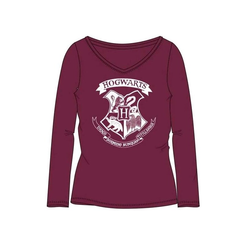 E plus M Dívčí tričko dl.r. Harry Potter 5202031 vínové, vel.