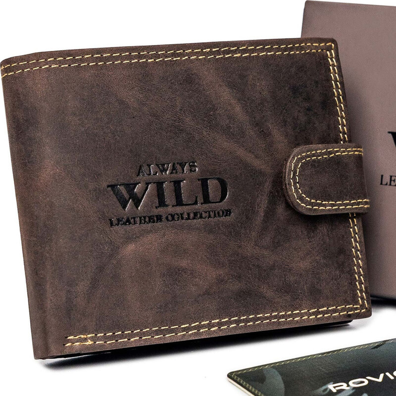 Always Wild Tmavě hnědá pánská kožená peněženka A218