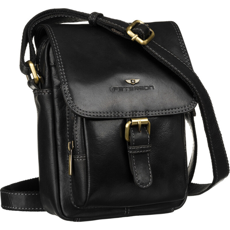 Peterson Černá kožená pánská taška [DH] PTN TB-012-COM BLACK