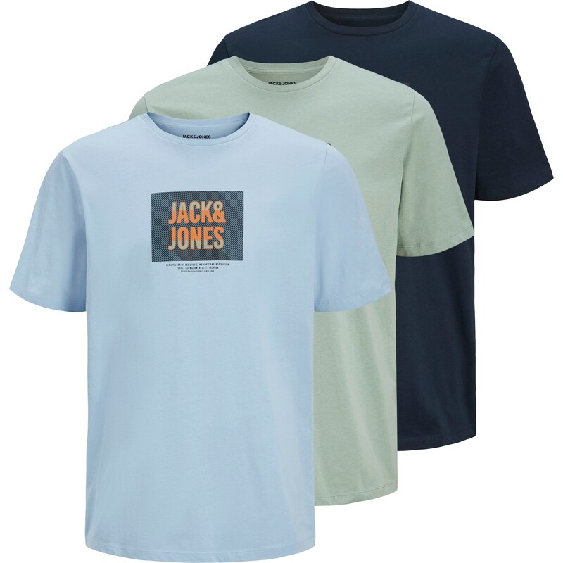 JACK & JONES Tričko JJHudson světlemodrá / tmavě modrá / mátová