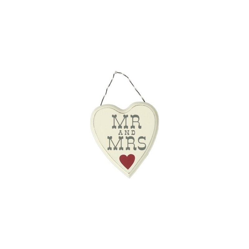 Dekorační závěsné srdce Mr & Mrs