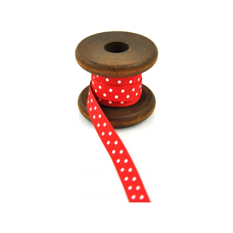 Saténová stuha Polka Dot Red - 5m