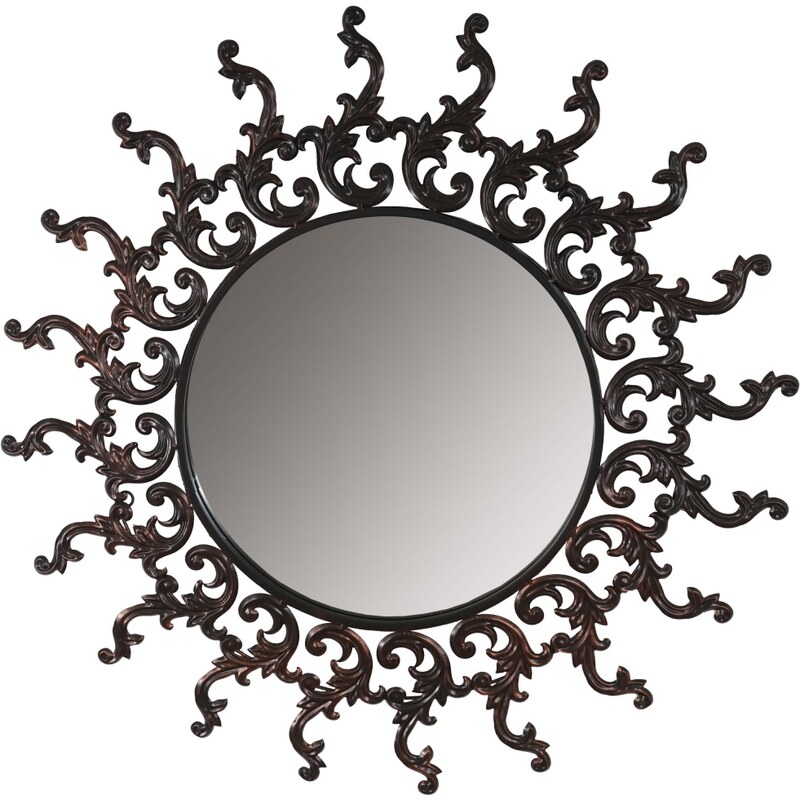 Nástěnné kovové zrcadlo Baroque Sun, 73 cm