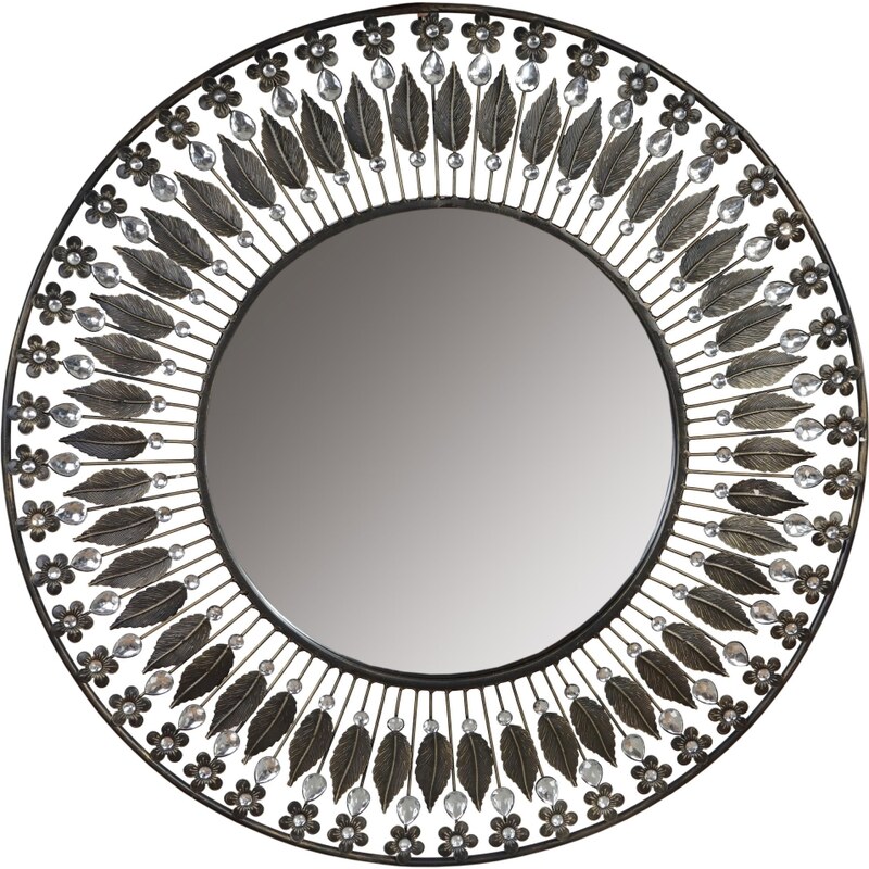 Nástěnné kovové zrcadlo Baroque Leaf, 70 cm