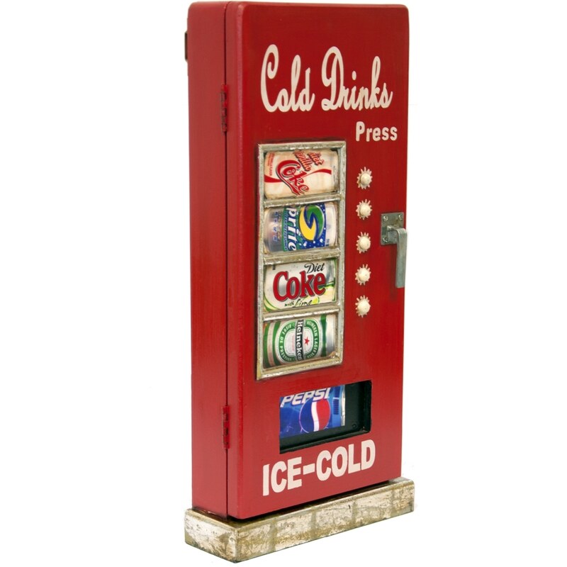 Designová skříňka na klíče ve tvaru nápojového automatu