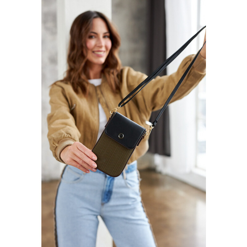 Peterson khaki-černá mini crossbody kabelka