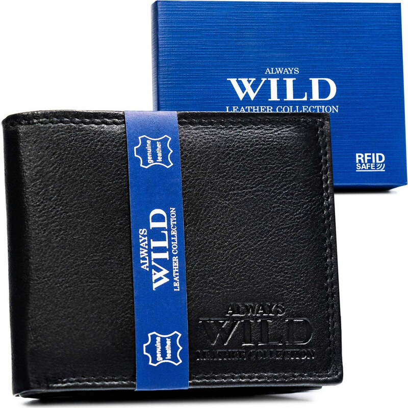 Elegantní černá pánská peněženka Always Wild z přírodní kůže